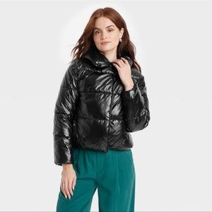 Women's Short Relaxed Puffer Jacket - A New Day™ Black XL